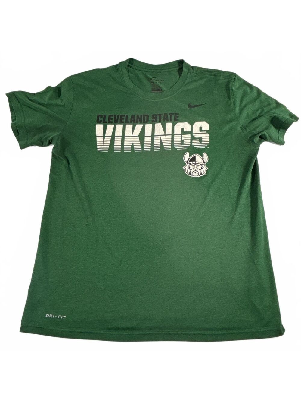 Nike Dri-Fit Cleveland State University CSU Green Short Sleeve Adult L